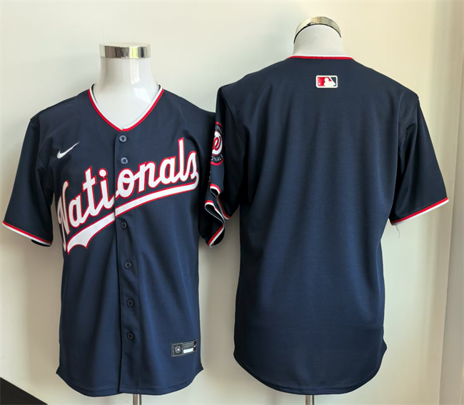 Men's Navy Washington Nationals Blank Stitched Baseball Jersey